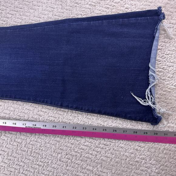 Judy‎ Blue Flare Los Angeles Jeans Womens 11/30 Raw Hem Zip Dark Wash - Picture 10 of 14